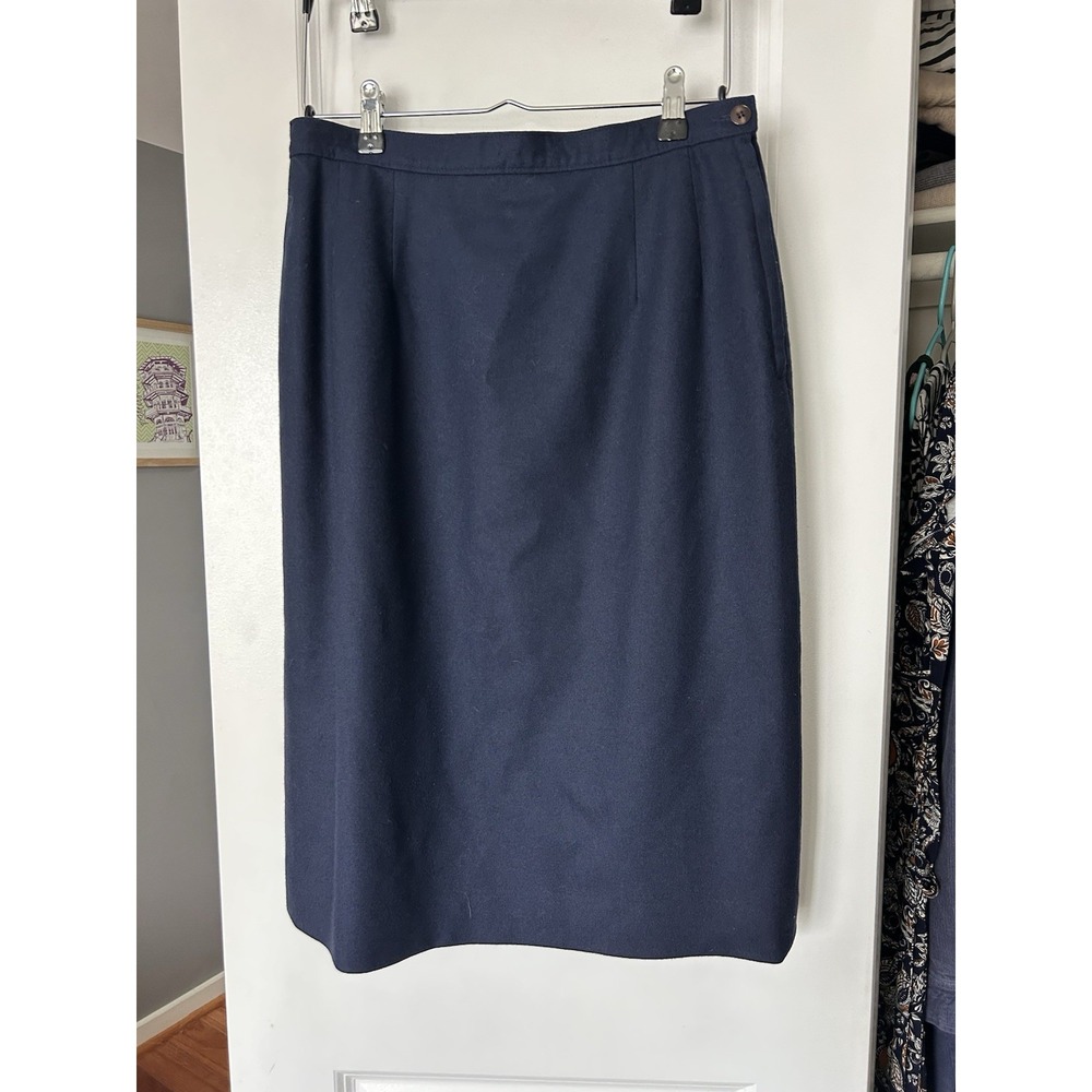 Vintage Pendleton 100% Virgin Wool Navy Blue Pencil Skirt Size 12